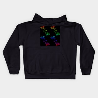 Rainbow Hearts And Ribbons With Black Background Kids Hoodie